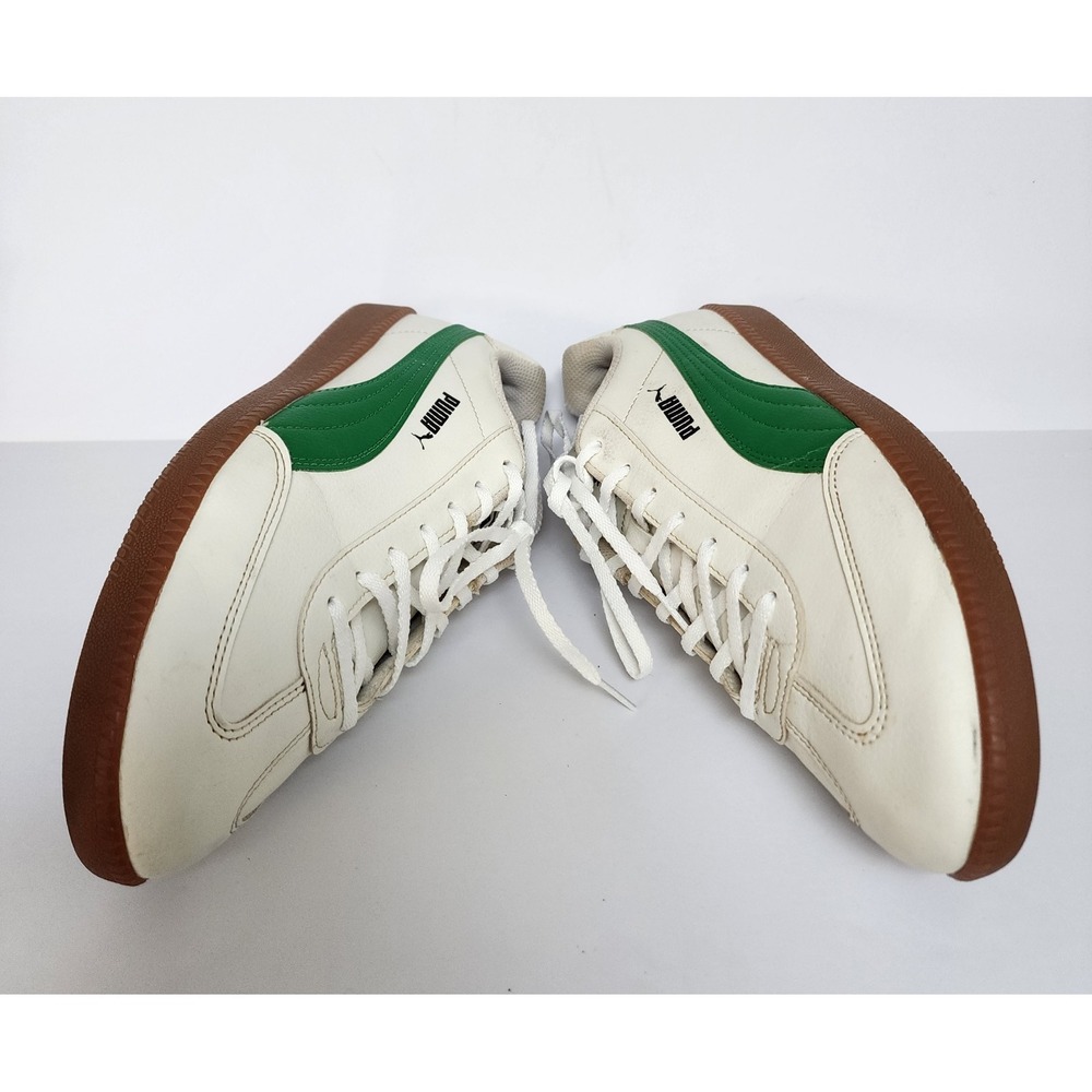 Puma White Sneakers with Green Formstrip and Gum Sole Mens Sz 10.5 - Picture 6 of 9